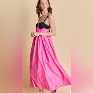 LA’VE Elegant Pink and Black Maxi Dress